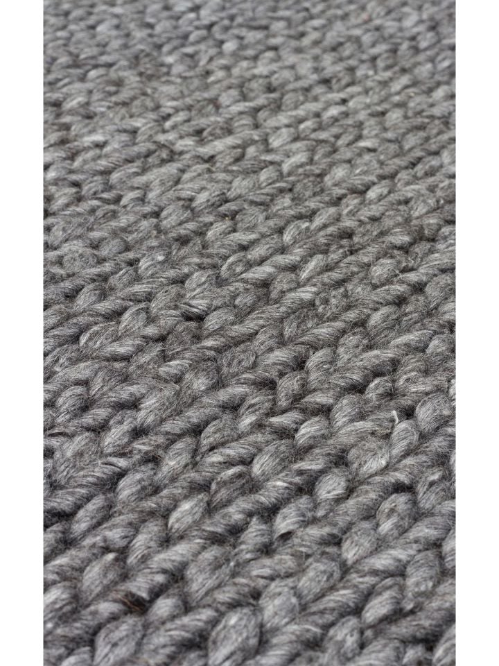 Liva Serisi İskandinav Tarzı İri Örgü Dokulu Antrasit Doğal Yün Halı NX-3677