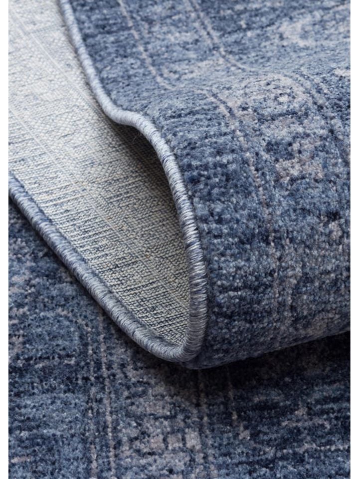 Luna Serisi Vintage Mavi Renk Yumuşak Makine Halısı EH-0282