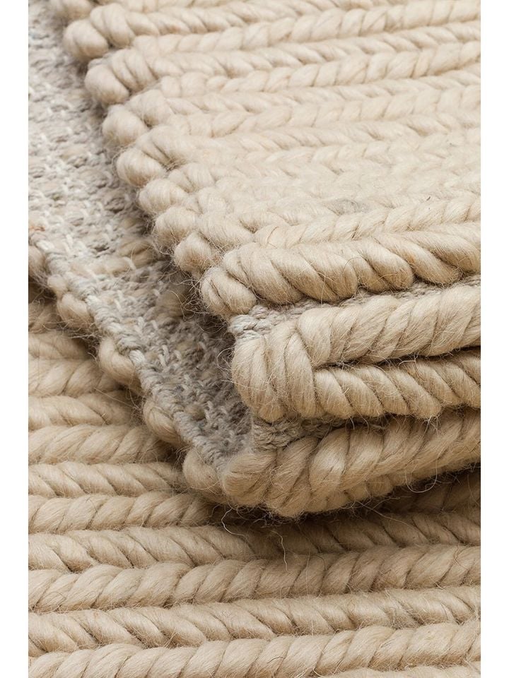 Nodus Serisi El Dokuma Örgü Yün Bej Renk Halı NX-3737