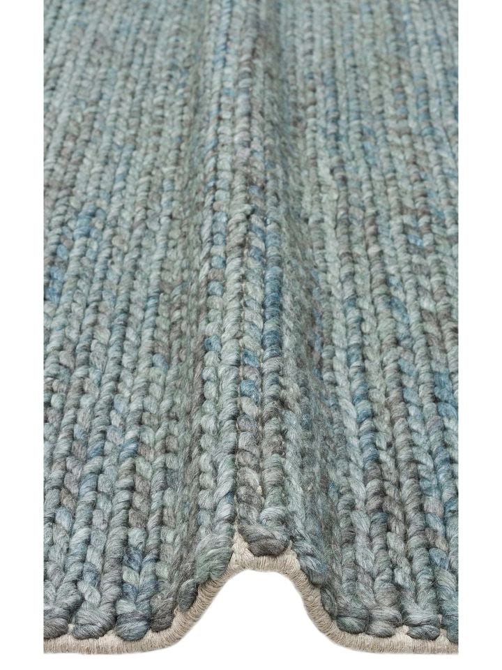 Liva Serisi İskandinav Tarzı İri Örgü Dokulu Mavi Doğal Yün Halı NX-3678