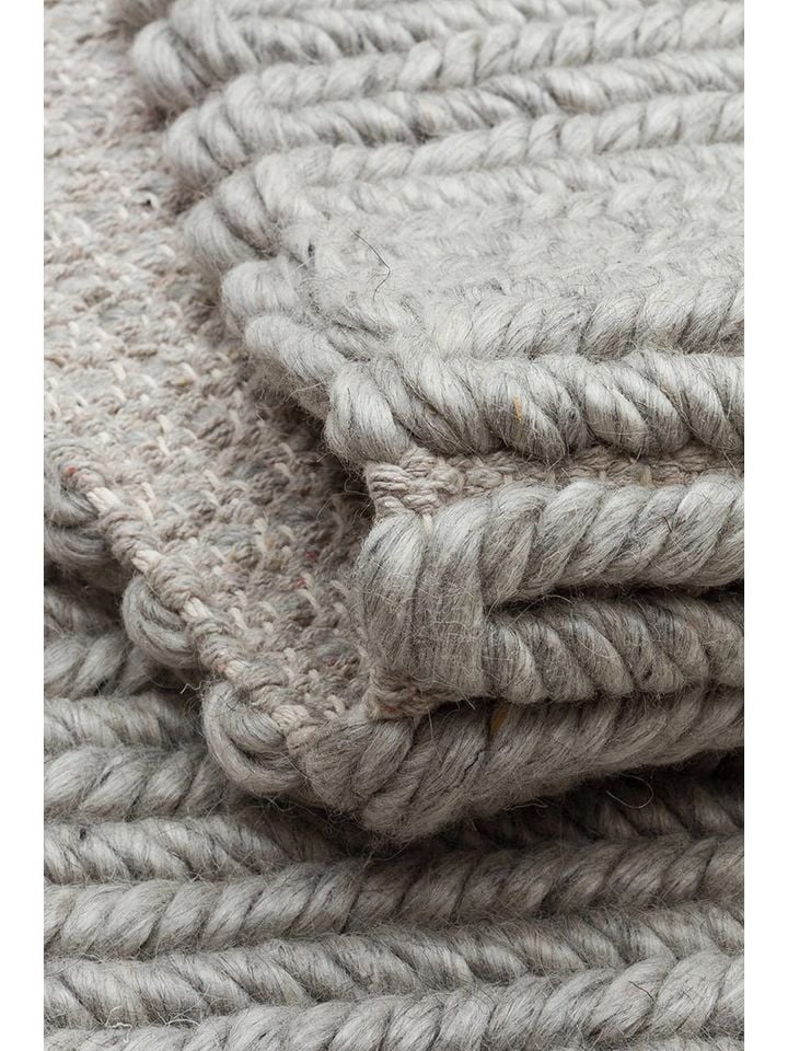 Nodus Serisi El Dokuma Örgü Yün Gri Renk Halı NX-3738