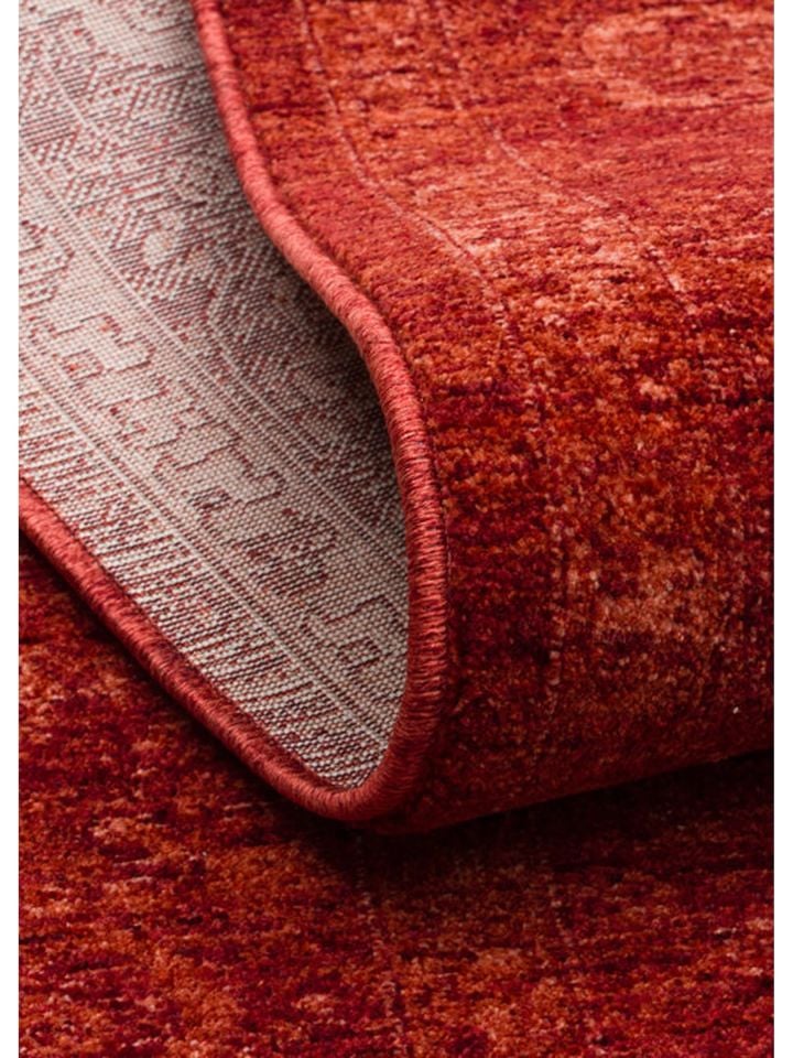 Luna Serisi Vintage Kırmızı Renk Yumuşak Makine Halısı EH-0283