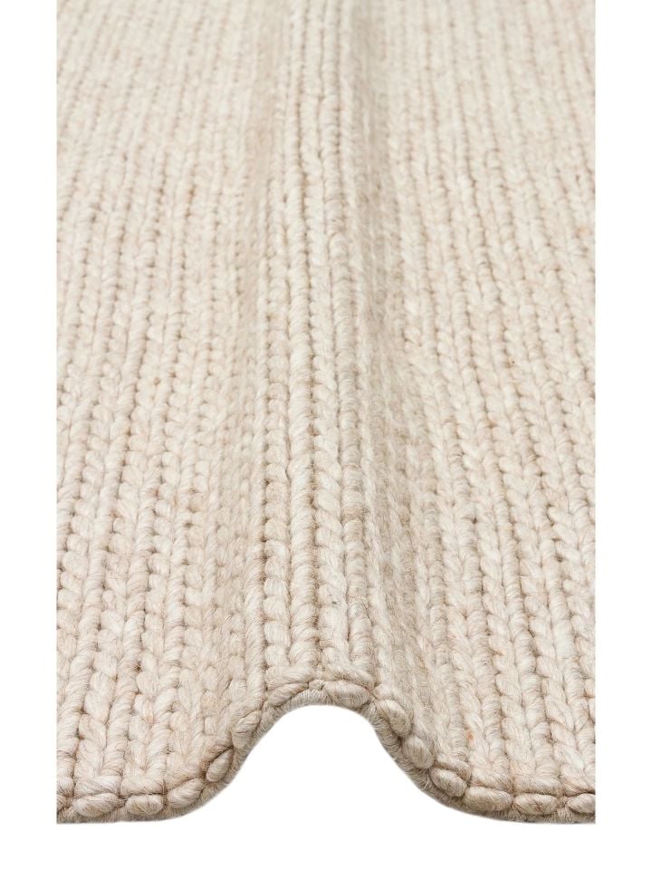 Liva Serisi İskandinav Tarzı İri Örgü Dokulu Bej Doğal Yün Halı NX-3679