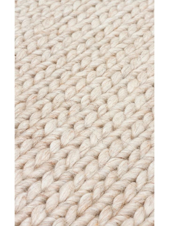 Liva Serisi İskandinav Tarzı İri Örgü Dokulu Bej Doğal Yün Halı NX-3679