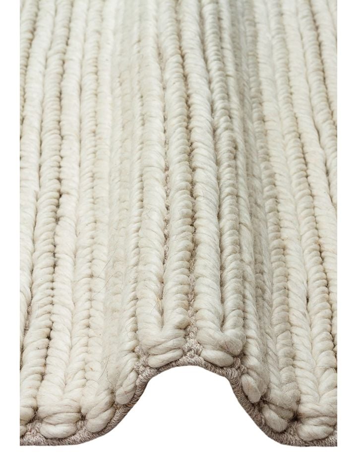 Nodus Serisi El Dokuma Örgü Yün Krem Renk Halı NX-3739