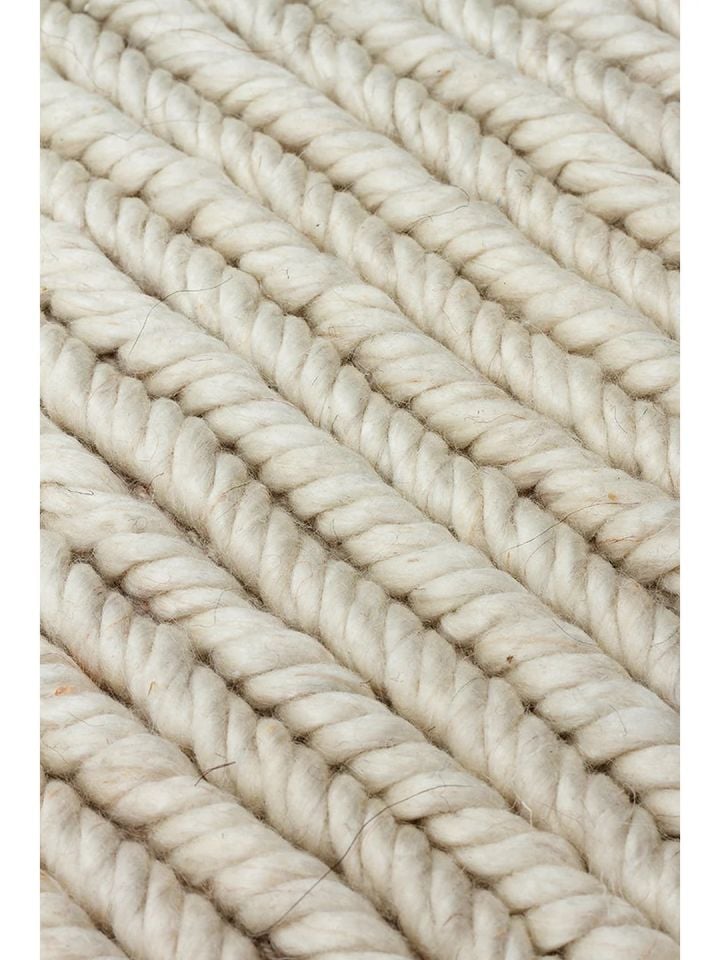 Nodus Serisi El Dokuma Örgü Yün Krem Renk Halı NX-3739