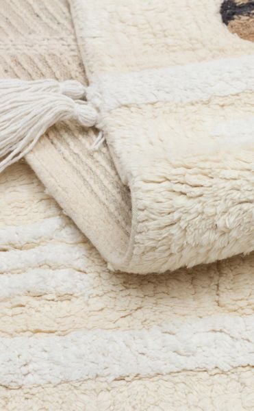 Yıkanabilir Kaymaz Tabanlı Natural Pamuk Çocuk/Bebek Halısı NX-237