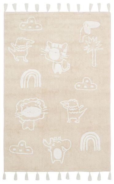Yıkanabilir Kaymaz Tabanlı Natural Pamuk Çocuk/Bebek Halısı NX-243