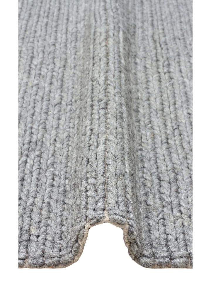 Liva Serisi İskandinav Tarzı İri Örgü Dokulu Gri Doğal Yün Halı NX-3682