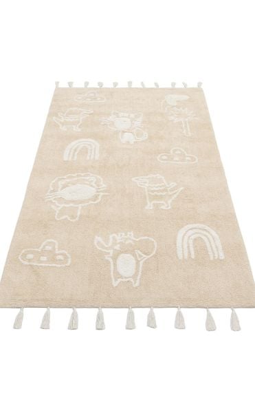 Yıkanabilir Kaymaz Tabanlı Natural Pamuk Çocuk/Bebek Halısı NX-243