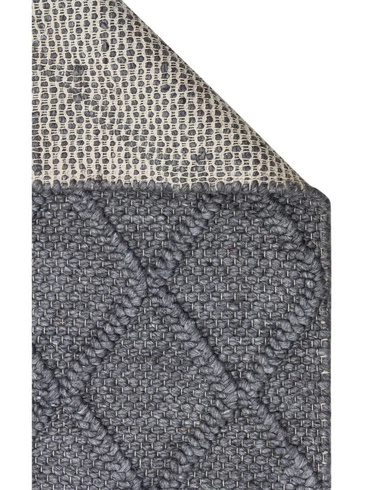 Liva Serisi İskandinav Tarzı İri Örgü Dokulu Antrasit Doğal Yün Halı NX-3683