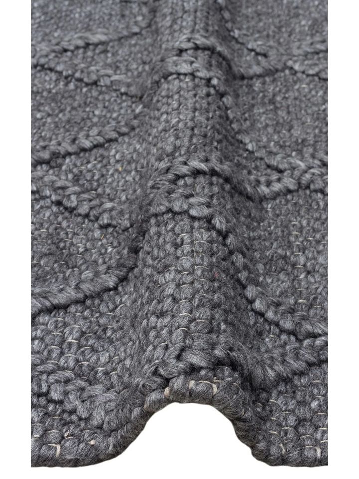 Liva Serisi İskandinav Tarzı İri Örgü Dokulu Antrasit Doğal Yün Halı NX-3683