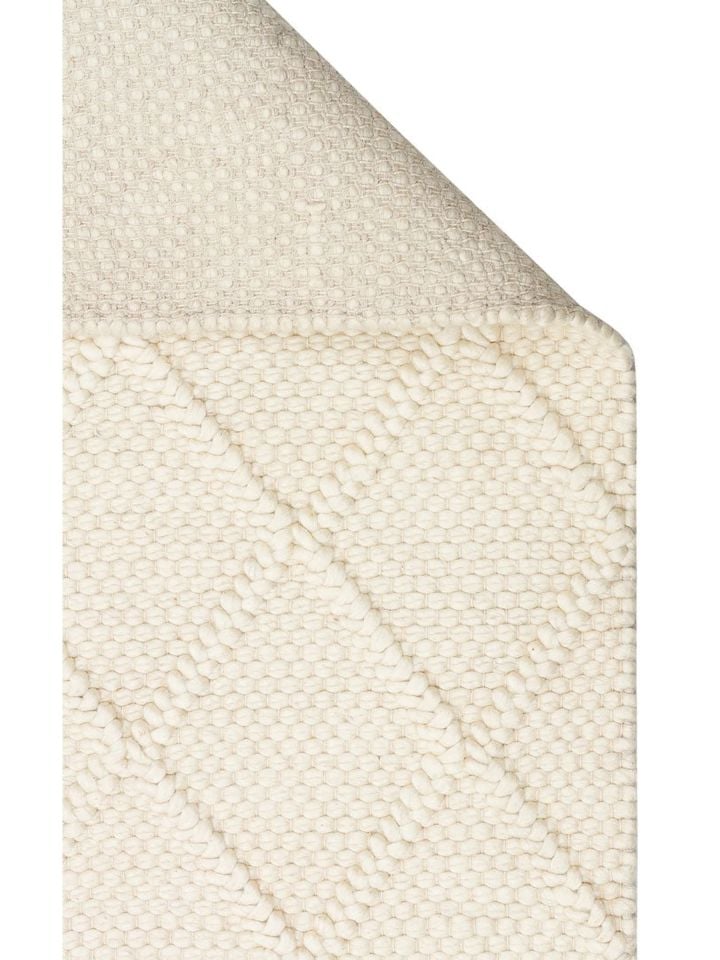 Liva Serisi İskandinav Tarzı İri Örgü Dokulu Krem Doğal Yün Halı NX-3685