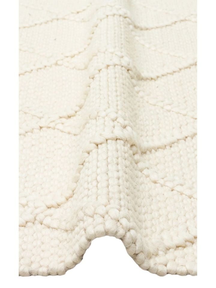 Liva Serisi İskandinav Tarzı İri Örgü Dokulu Krem Doğal Yün Halı NX-3685