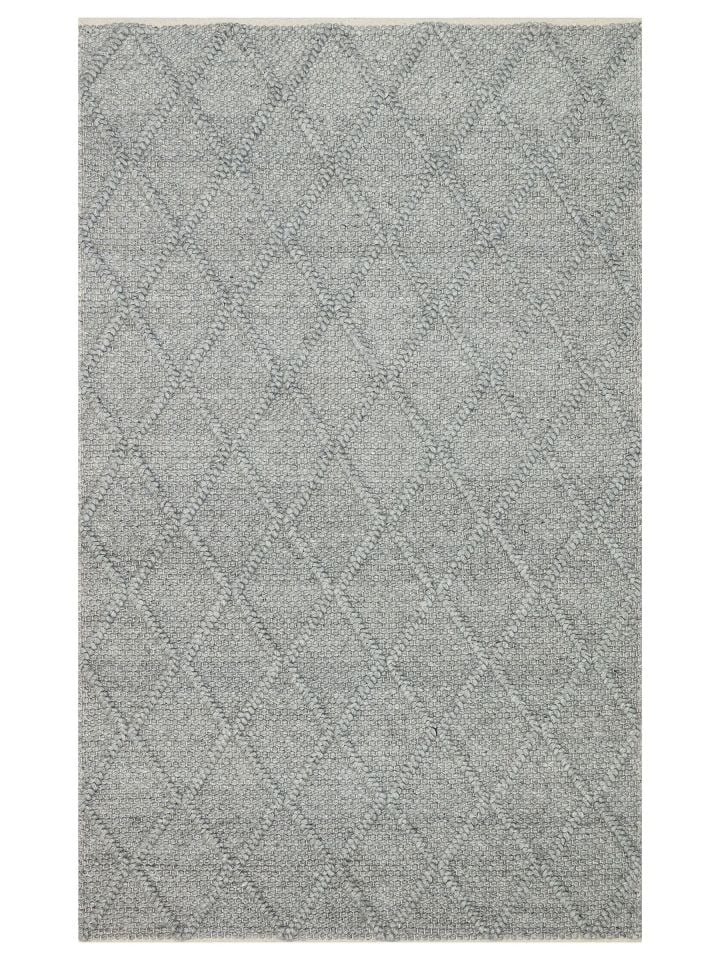 Liva Serisi İskandinav Tarzı İri Örgü Dokulu Gri Doğal Yün Halı NX-3686