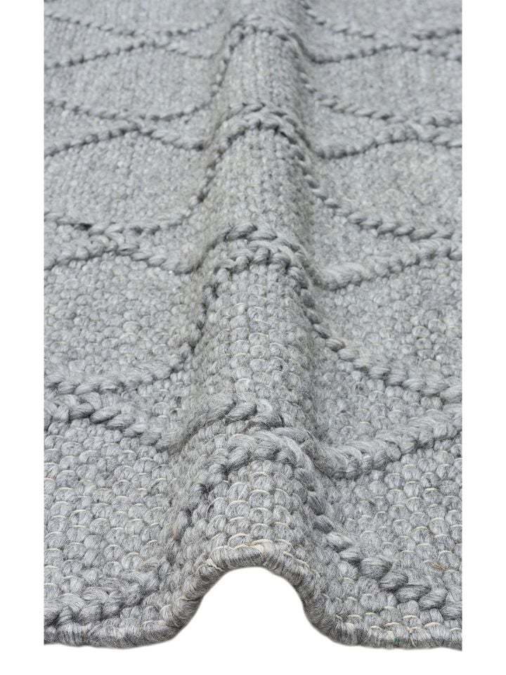 Liva Serisi İskandinav Tarzı İri Örgü Dokulu Gri Doğal Yün Halı NX-3686