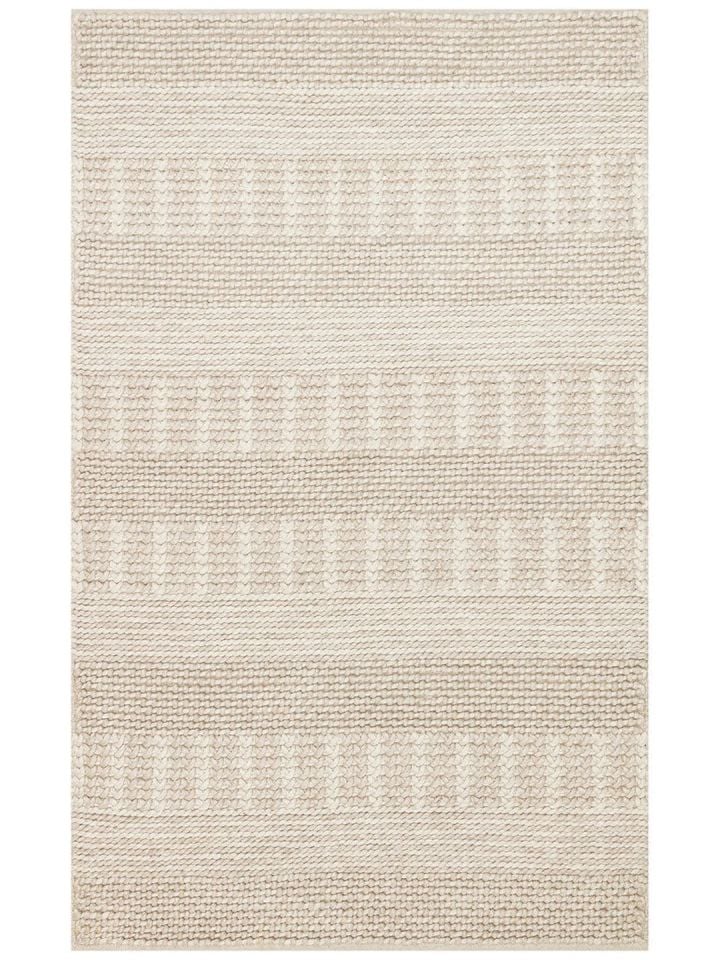 Liva Serisi İskandinav Tarzı İri Örgü Dokulu Bej Doğal Yün Halı NX-3687