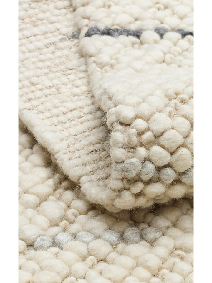 Liva Serisi İskandinav Tarzı İri Örgü Dokulu Gri/Antrasit Doğal Yün Halı NX-3688