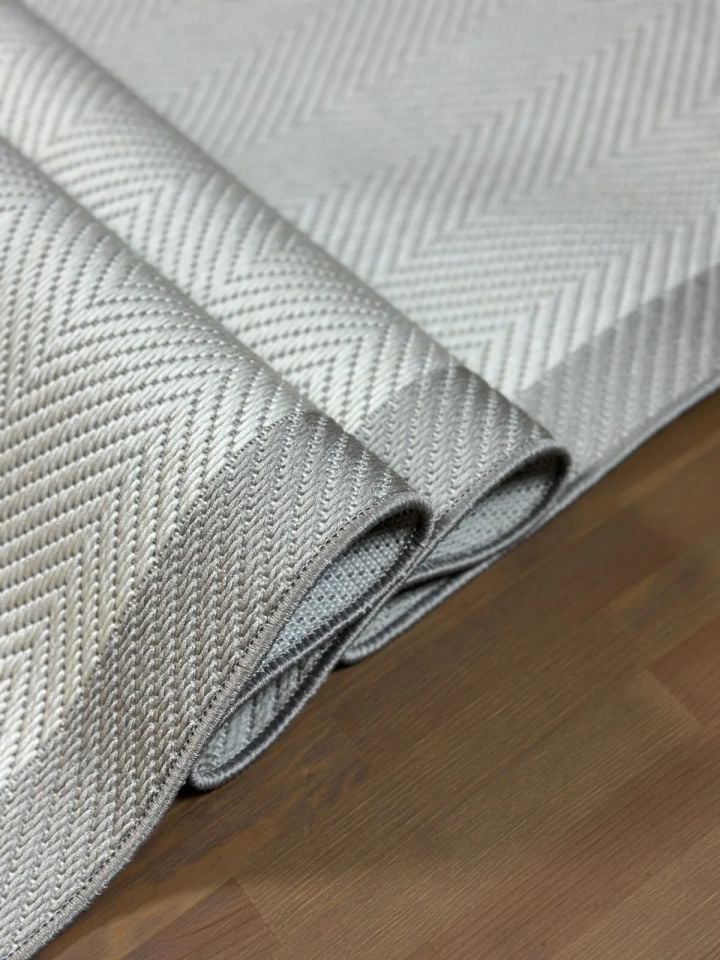 Alfa Serisi Makinede Yıkanabilir Gri/Ekru Sisal Halı NX-17