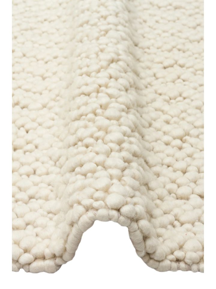 Liva Serisi İskandinav Tarzı İri Örgü Dokulu Krem Doğal Yün Halı NX-3689