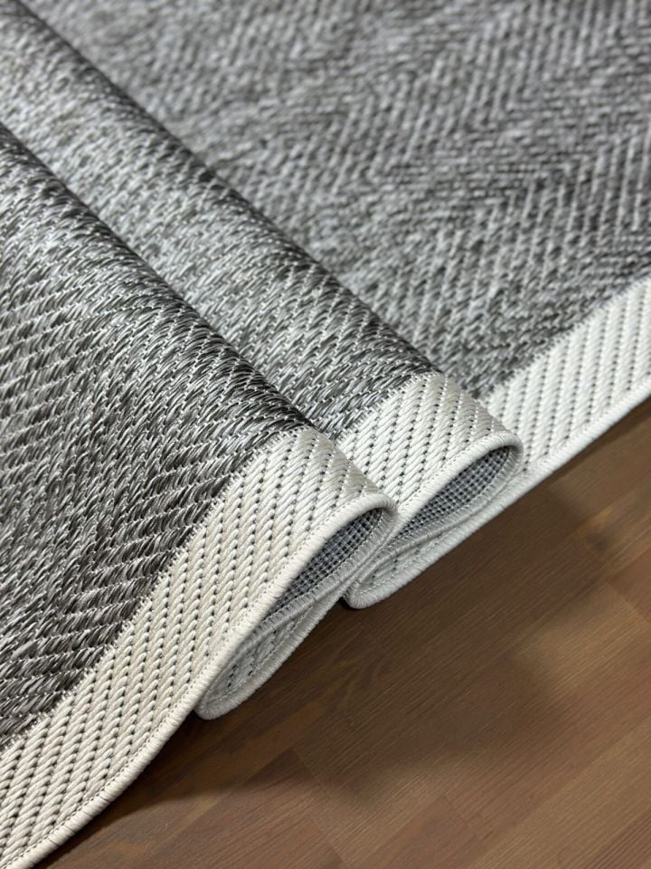 Alfa Serisi Makinede Yıkanabilir Gri/Ekru Sisal Halı NX-18