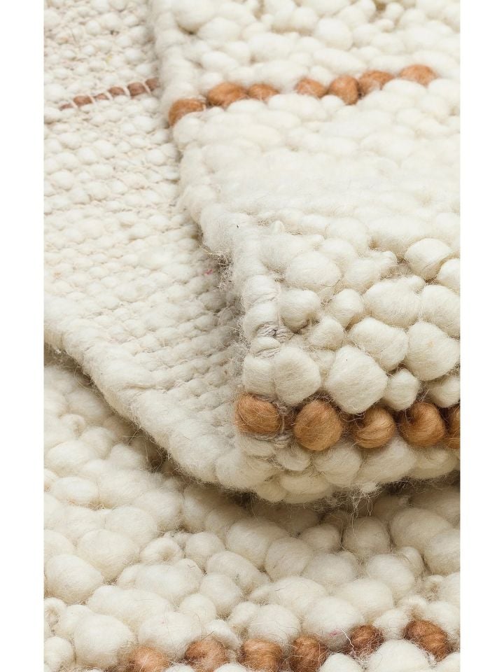 Liva Serisi İskandinav Tarzı İri Örgü Dokulu Taba Doğal Yün Halı NX-3691