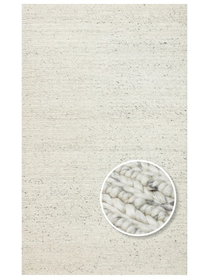 Liva Serisi İskandinav Tarzı İri Örgü Dokulu Gri Doğal Yün Halı NX-3693