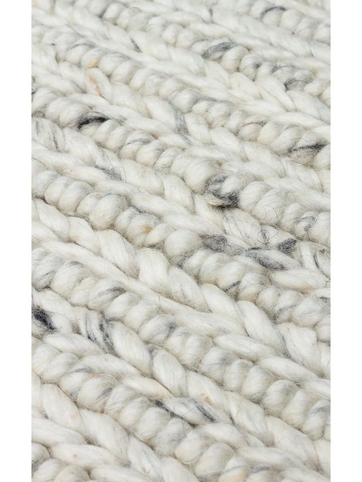 Liva Serisi İskandinav Tarzı İri Örgü Dokulu Gri Doğal Yün Halı NX-3693