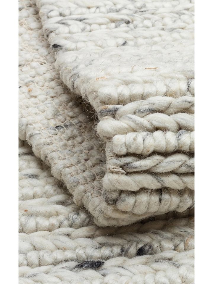 Liva Serisi İskandinav Tarzı İri Örgü Dokulu Gri Doğal Yün Halı NX-3693