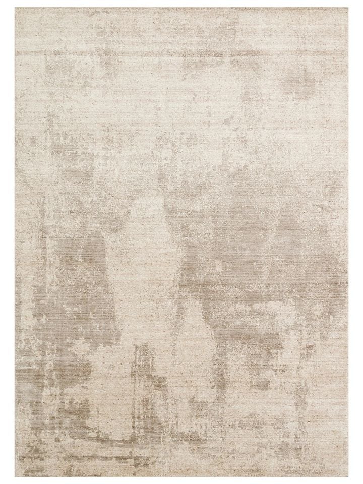 Laris Serisi Yün Viskon ve Pamuk Harmanlı İskandinav Tarzı Bej Renk El Dokuma Halı NX-3708