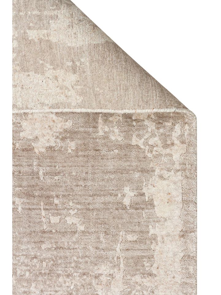 Laris Serisi Yün Viskon ve Pamuk Harmanlı İskandinav Tarzı Bej Renk El Dokuma Halı NX-3708