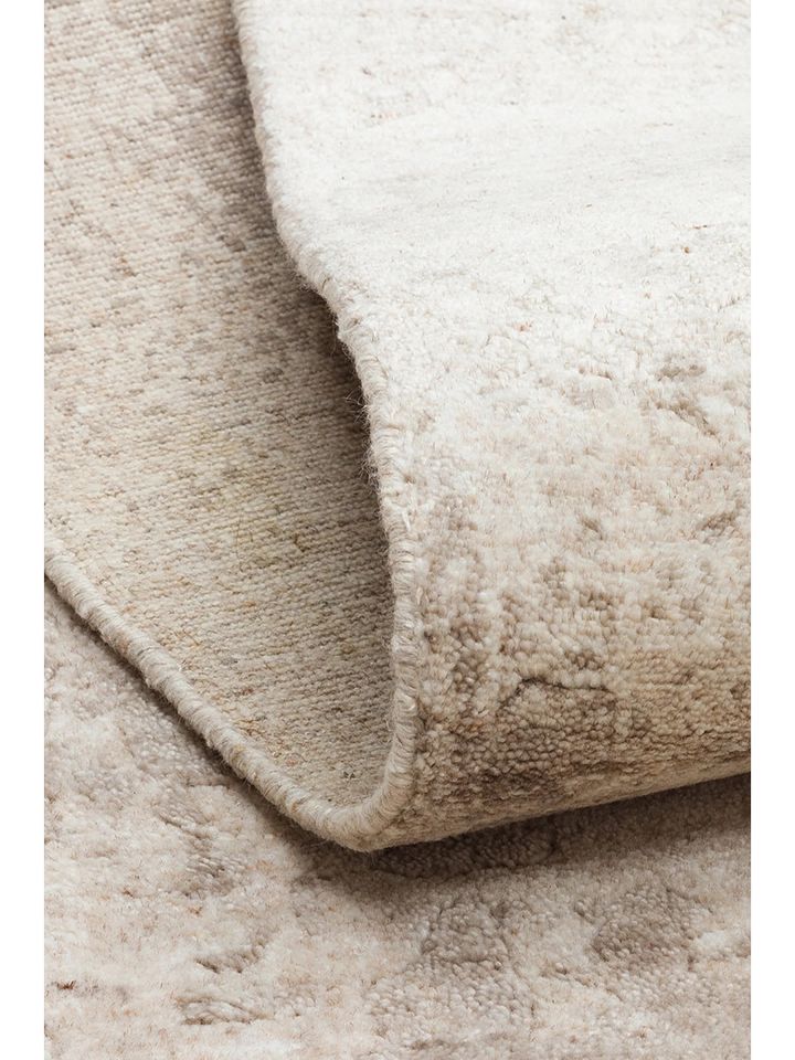 Laris Serisi Yün Viskon ve Pamuk Harmanlı İskandinav Tarzı Bej Renk El Dokuma Halı NX-3708