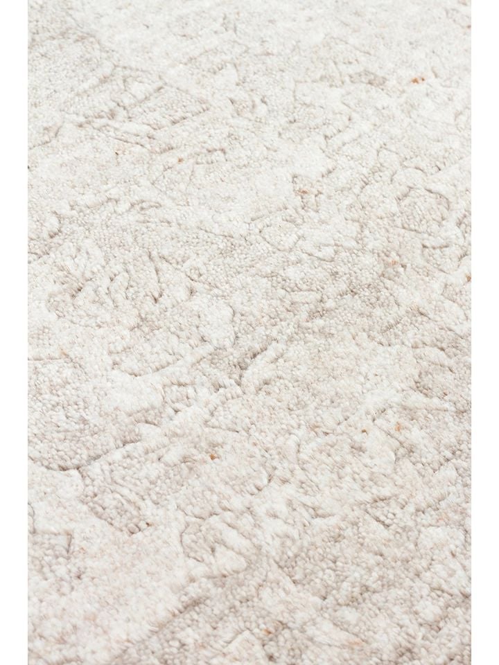 Laris Serisi Yün Viskon ve Pamuk Harmanlı İskandinav Tarzı Bej Renk El Dokuma Halı NX-3708