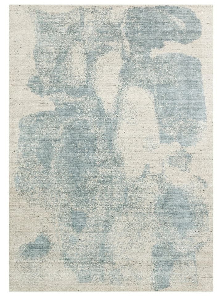 Laris Serisi Yün Viskon ve Pamuk Harmanlı İskandinav Tarzı Mavi Renk El Dokuma Halı NX-3709