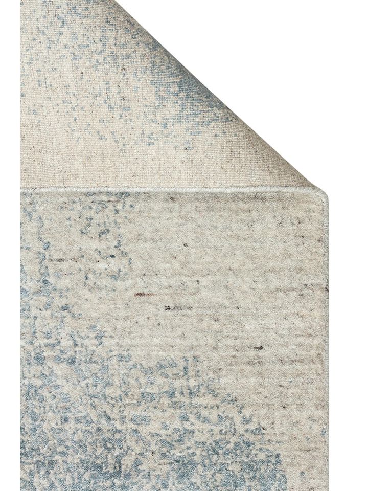 Laris Serisi Yün Viskon ve Pamuk Harmanlı İskandinav Tarzı Mavi Renk El Dokuma Halı NX-3709