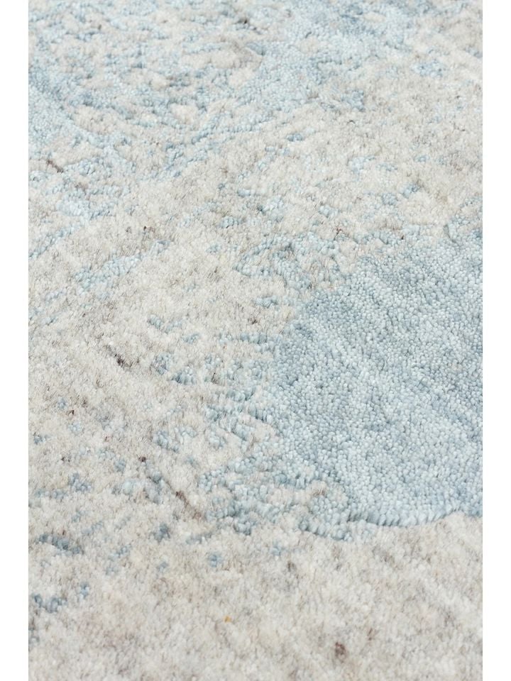 Laris Serisi Yün Viskon ve Pamuk Harmanlı İskandinav Tarzı Mavi Renk El Dokuma Halı NX-3709