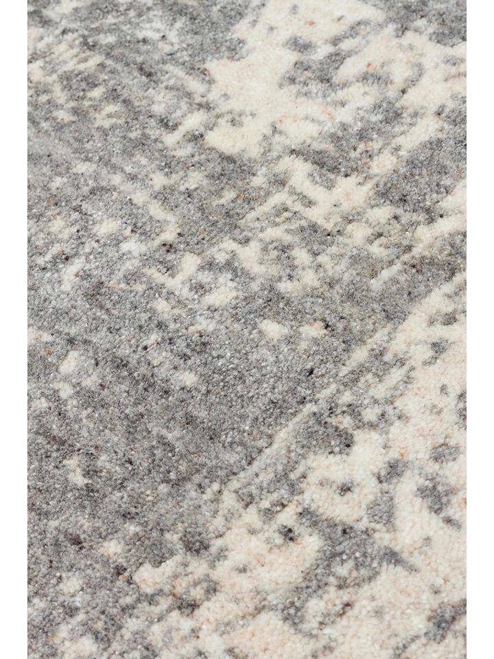 Laris Serisi Yün Viskon ve Pamuk Harmanlı İskandinav Tarzı Gri Renk El Dokuma Halı NX-3710