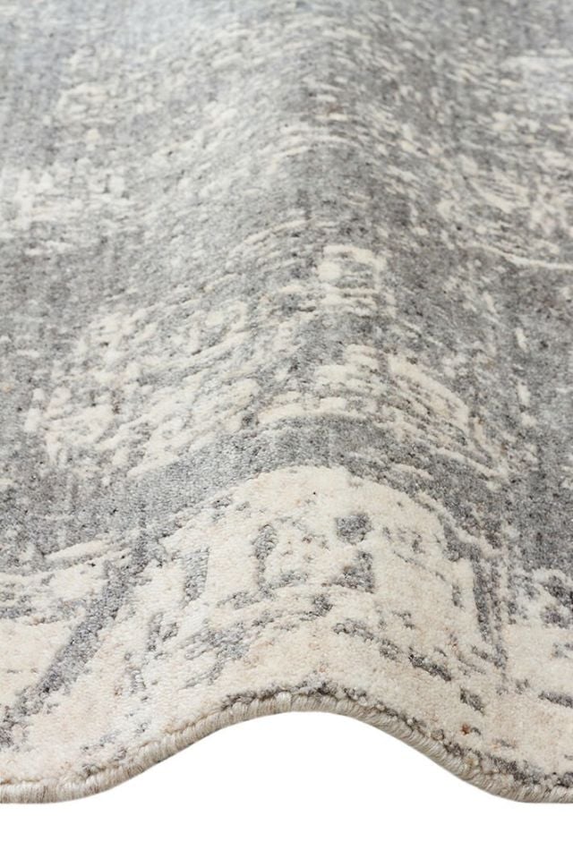 Laris Serisi Yün Viskon ve Pamuk Harmanlı İskandinav Tarzı Gri Renk El Dokuma Halı NX-3710