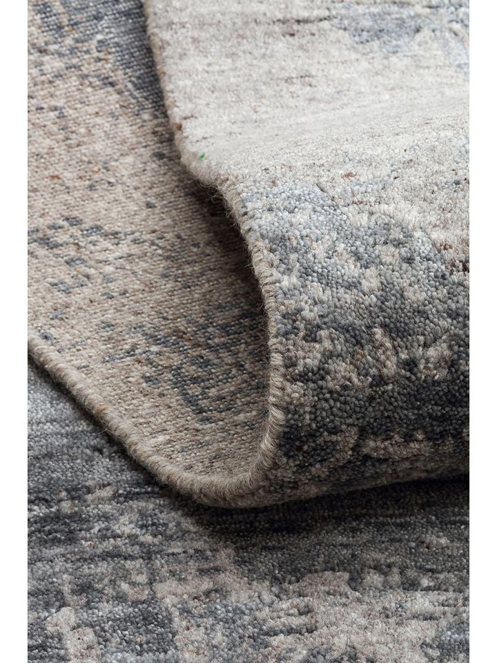 Laris Serisi Yün Viskon ve Pamuk Harmanlı İskandinav Tarzı Antrasit Renk El Dokuma Halı NX-3711