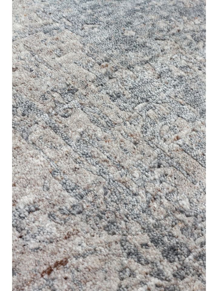 Laris Serisi Yün Viskon ve Pamuk Harmanlı İskandinav Tarzı Antrasit Renk El Dokuma Halı NX-3711