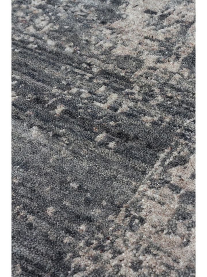 Laris Serisi Yün Viskon ve Pamuk Harmanlı İskandinav Tarzı Antrasit Renk El Dokuma Halı NX-3711