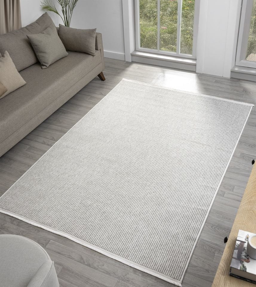 Clam Serisi Bukle Dokuma Modern Ekru/Gri Renk Halı SH-5403