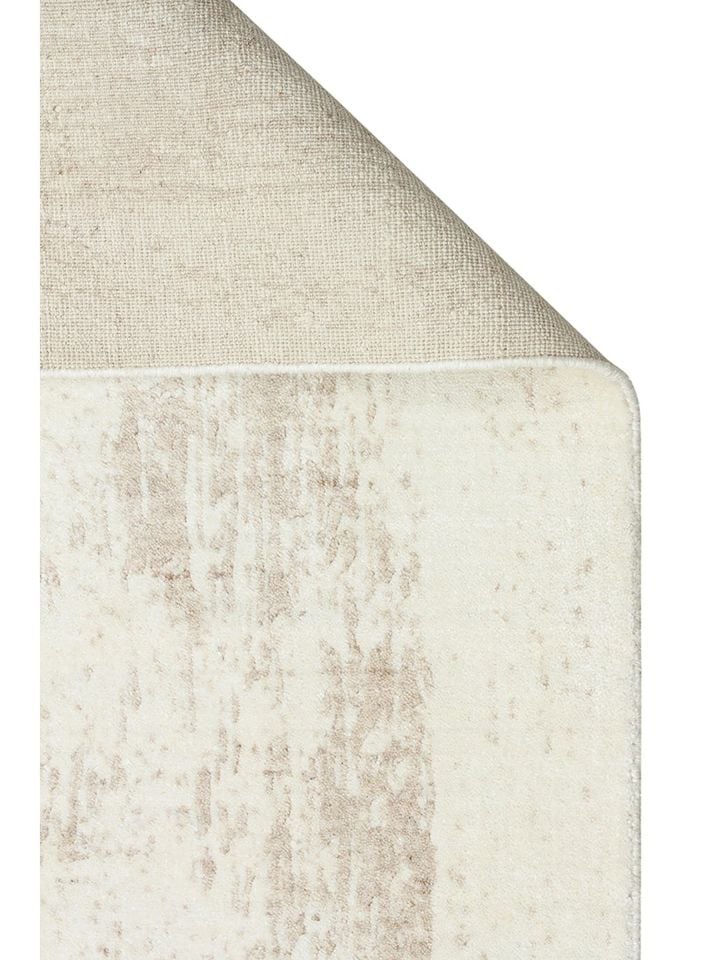 Laris Serisi Yün Viskon ve Pamuk Harmanlı İskandinav Tarzı Bej Renk El Dokuma Halı NX-3712