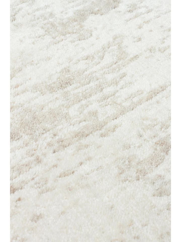 Laris Serisi Yün Viskon ve Pamuk Harmanlı İskandinav Tarzı Bej Renk El Dokuma Halı NX-3712