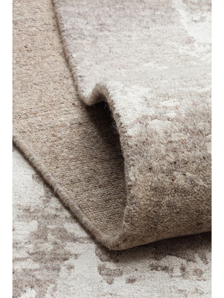 Laris Serisi Yün Viskon ve Pamuk Harmanlı İskandinav Tarzı Gri Renk El Dokuma Halı NX-3713