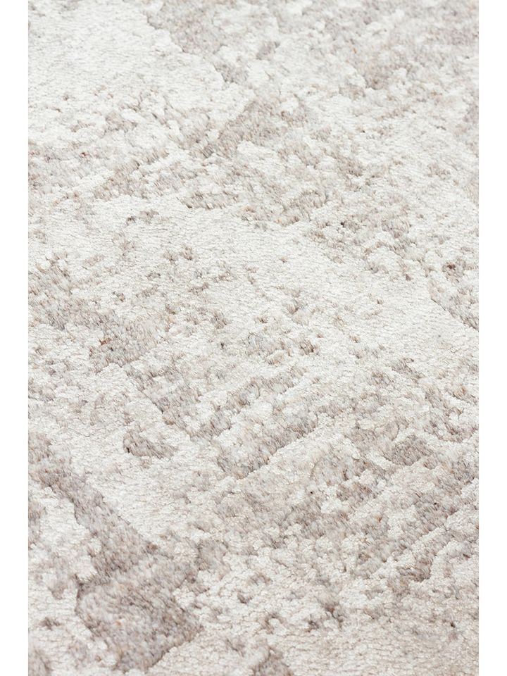 Laris Serisi Yün Viskon ve Pamuk Harmanlı İskandinav Tarzı Gri Renk El Dokuma Halı NX-3713