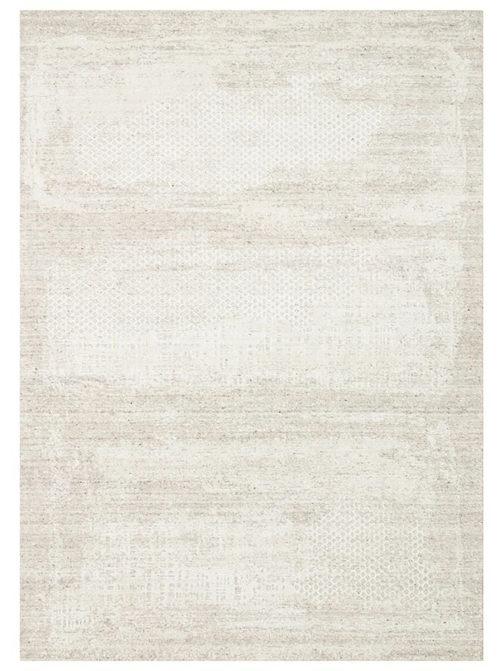 Laris Serisi Yün Viskon ve Pamuk Harmanlı İskandinav Tarzı Bej Renk El Dokuma Halı NX-3714