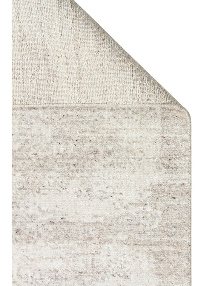 Laris Serisi Yün Viskon ve Pamuk Harmanlı İskandinav Tarzı Bej Renk El Dokuma Halı NX-3714