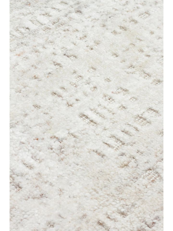 Laris Serisi Yün Viskon ve Pamuk Harmanlı İskandinav Tarzı Bej Renk El Dokuma Halı NX-3714