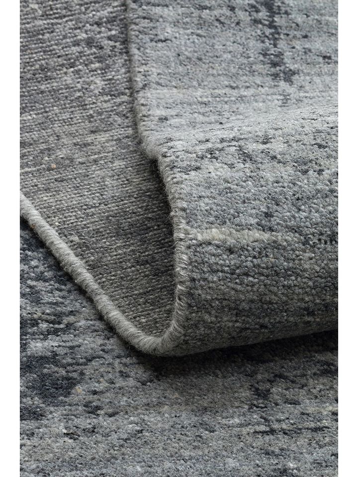 Laris Serisi Yün Viskon ve Pamuk Harmanlı İskandinav Tarzı Antrasit Renk El Dokuma Halı NX-3715